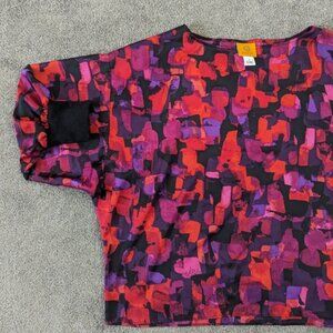 Ruby Rd. Women's Artsy Geometric Blouse Dolman Sleeve Size Small